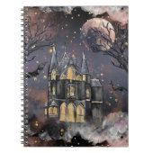 Cute Haunted House | Spooky Full Moon Trees Bats Notitieboek (Voorkant)