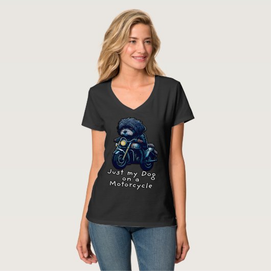 Cute Havanese riding on a motorcycle Christmas T-shirt (Voorkant volledig)