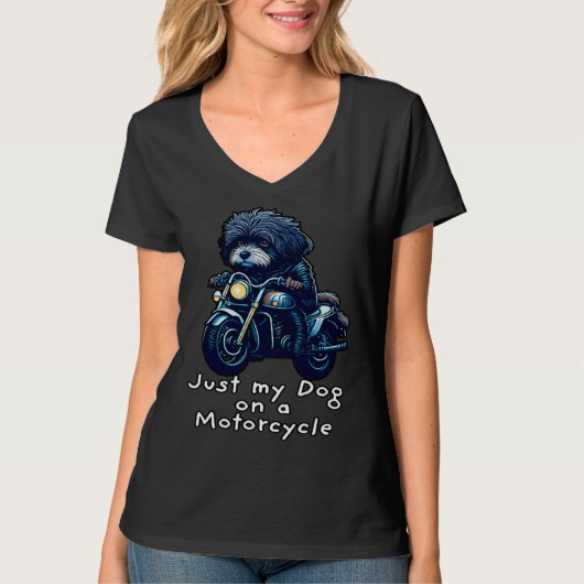 Cute Havanese riding on a motorcycle Christmas T-shirt (Voorkant)