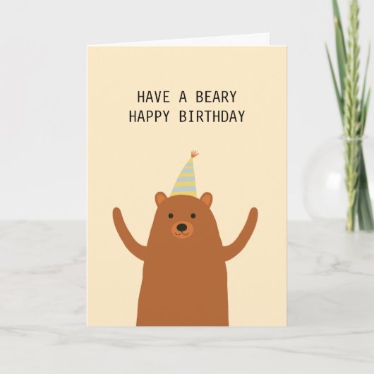 Cute have a beary Happy Birthday Hug Pun Kaart (Voorkant)