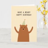 Cute have a beary Happy Birthday Hug Pun Kaart (Gele Bloem)
