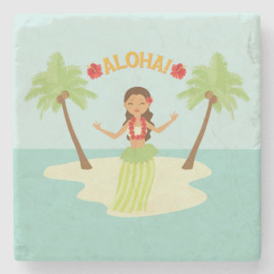 Cute Hawaiaanse Luau Hula Meisje Coaster Stenen Onderzetter