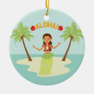 Cute Hawaïense Luau Hula Meisje Ornament