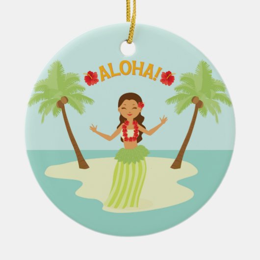 Cute Hawaïense Luau Hula Meisje Ornament (Voorkant)