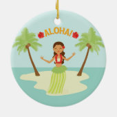 Cute Hawaïense Luau Hula Meisje Ornament (Achterkant)