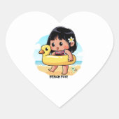 Cute Hawaiian Beach Day Hart Sticker (Voorkant)