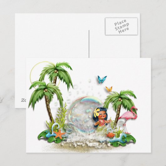 Cute Hawaiian Briefkaart (Voorkant / Achterkant)