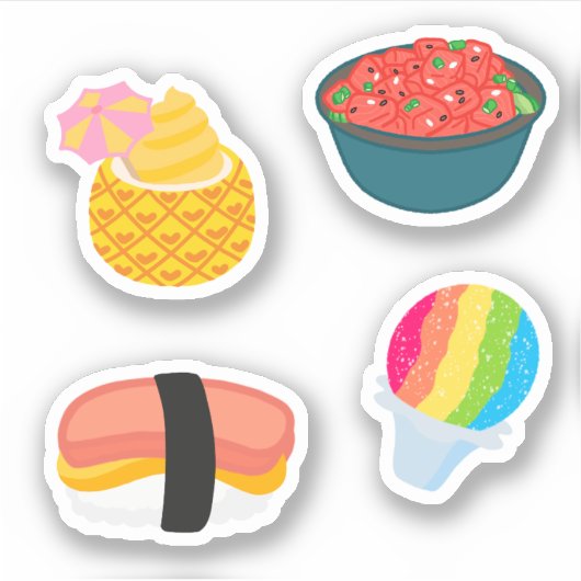 Cute Hawaiian Food Sticker Pack (Voorkant)