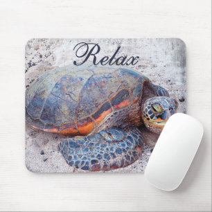 Cute Hawaiian Honu Zee Turtle Photo Relax Quote Muismat