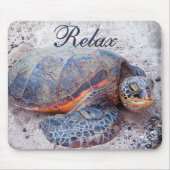 Cute Hawaiian Honu Zee Turtle Photo Relax Quote Muismat (Voorkant)