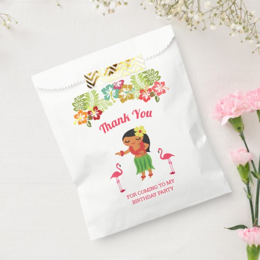 Cute Hawaiian Hula Girl Luau Birthday Party Bedankzakje (Gezegeld)
