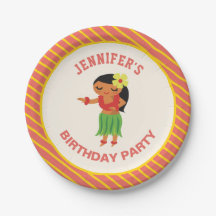 Cute Hawaiian Hula Girl Luau Birthday Party