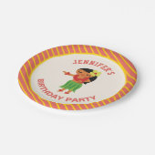 Cute Hawaiian Hula Girl Luau Birthday Party Papieren Bordje (Gekanteld)