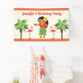 Cute Hawaiian Hula Girl Luau Birthday Party Spandoek (Insitu)