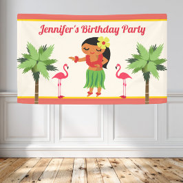 Cute Hawaiian Hula Girl Luau Birthday Party Spandoek