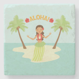 Cute Hawaiian Luau Hula Girl Onderzetter