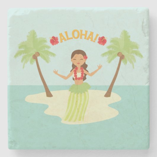 Cute Hawaiian Luau Hula Girl Onderzetter (Voorkant)
