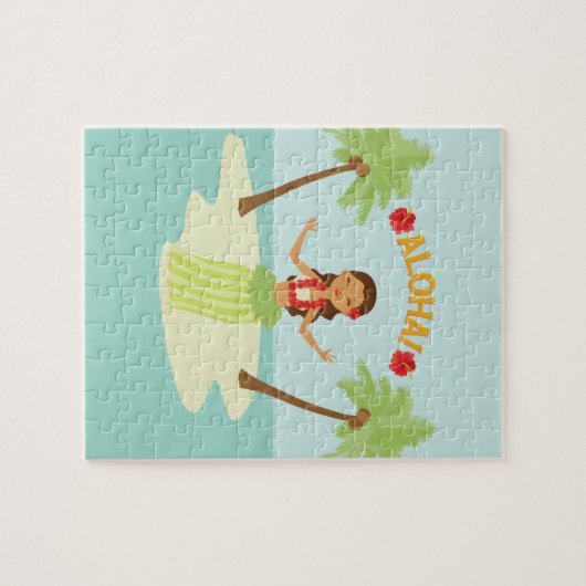 Cute Hawaiian Luau Hula Girl Puzzle Legpuzzel (Horizontaal)