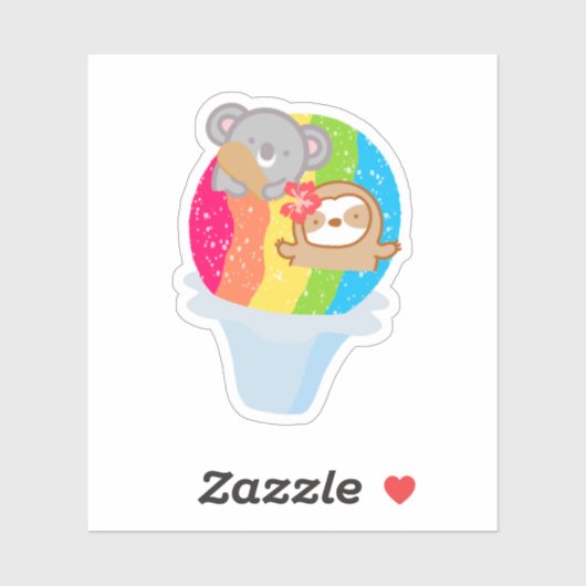 Cute Hawaiian Rainbow Shave Ice Sticker (Vel)
