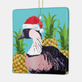 Cute Hawaiian Santa Nene Mele Kalikimaka Aqua Keramisch Ornament (Links)