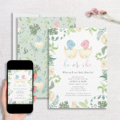 Cute He of she Dinosaur Gender Reopenbaart Oerwoud Kaart