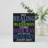 Cute HEALING AND BLESSINGS Quote Briefkaart (Staand voorkant)