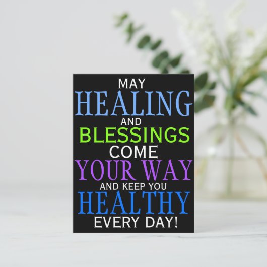 Cute HEALING AND BLESSINGS Quote Briefkaart (Staand voorkant)