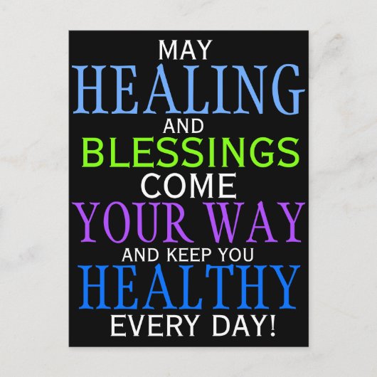 Cute HEALING AND BLESSINGS Quote Briefkaart (Voorkant)