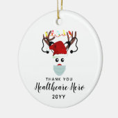 Cute Healthcare Hero Kerstreindeer Custom Keramisch Ornament (Links)