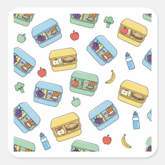 Cute Healthy Lunch Box Pattern Design Sticker (Voorkant)