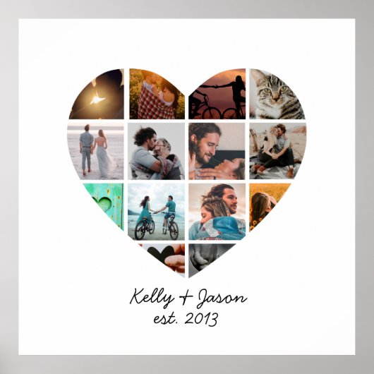 Cute Heart 14 Foto Collage Love Family Poster (Voorkant)
