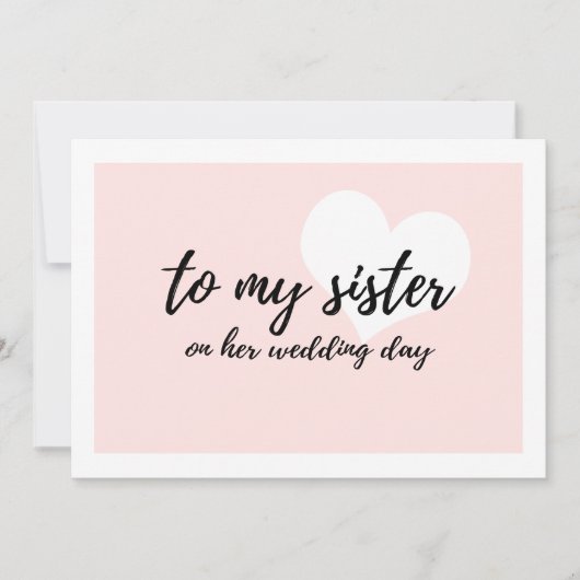 Cute Heart "aan mijn zus op haar trouwdag" (Voorkant)
