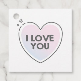 Cute heart and "i love you" text bedankjes labels