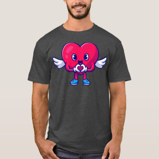 Cute Heart Angel met Love Sign Cartoon T-shirt