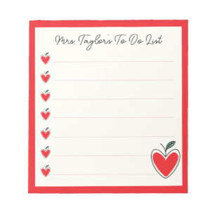 Cute Heart Apple Lerarar To Do List Valentijnsdag Notitieblok