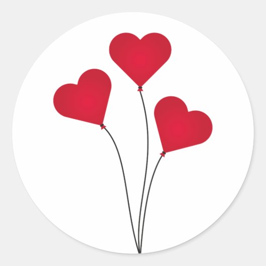 Cute Heart-ballonnen Ronde Sticker (Voorkant)
