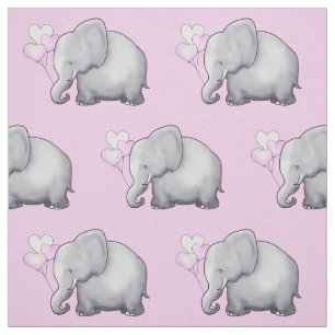 Cute Heart Balloons Elephant Baby Girl's Nursery Stof
