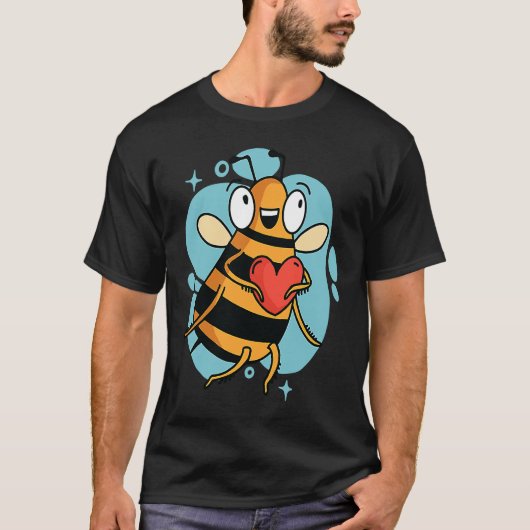 Cute Heart Bee Beekeeper Valentine's Day T-shirt (Voorkant)
