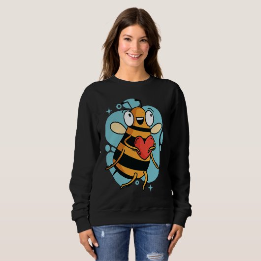 Cute Heart Bee Beekeeper Valentine's Day Trui (Voorkant volledig)