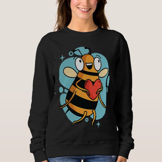 Cute Heart Bee Beekeeper Valentine's Day Trui (Voorkant)