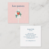 Cute Heart Birdhouse Square Visitekaartje (Voorkant / Achterkant)