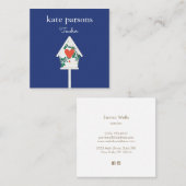 Cute Heart Birdhouse Vierkante Visitekaartje (Voorkant / Achterkant)