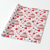 Cute Heart Birthday, Valentine Celebration Pattern Cadeaupapier (Uitgerold)