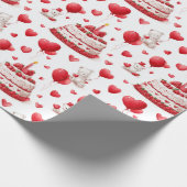 Cute Heart Birthday, Valentine Celebration Pattern Cadeaupapier (Hoek)