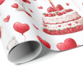 Cute Heart Birthday, Valentine Celebration Pattern Cadeaupapier (Rol Hoek)