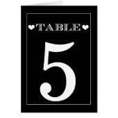 Cute Heart Black Wedtable Number kaarten (Voorkant)