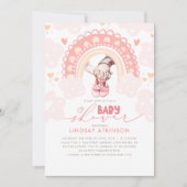 Cute Heart Boho Rainbow Pink Baby shower Kaart (Voorkant)