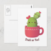 Cute Heart Cactus, Love Confession Greeting Briefkaart (Voorkant / Achterkant)