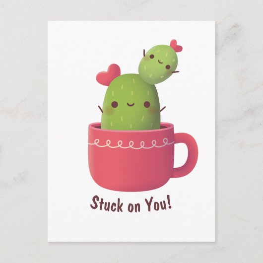 Cute Heart Cactus, Love Confession Greeting Briefkaart (Voorkant)