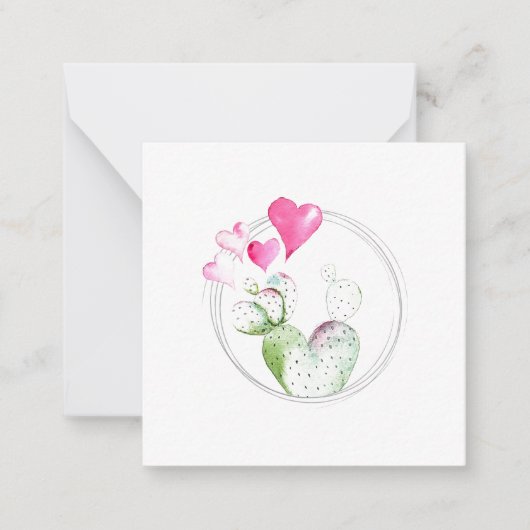 Cute Heart Cactus Plant Note Card Notitiekaartje (Voorkant)